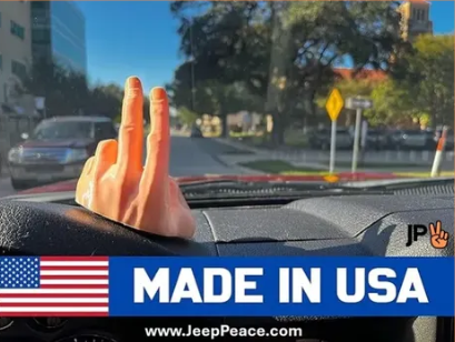 Jeep Peace - 3D Printed Dashboard Hand Figurine - FREE SHIPPING!